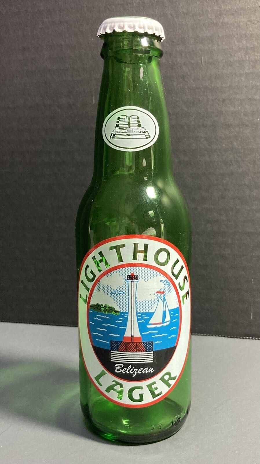 Lighthouse Lager The Beer Of Belize Green Glass Bottle With Cap Rare
