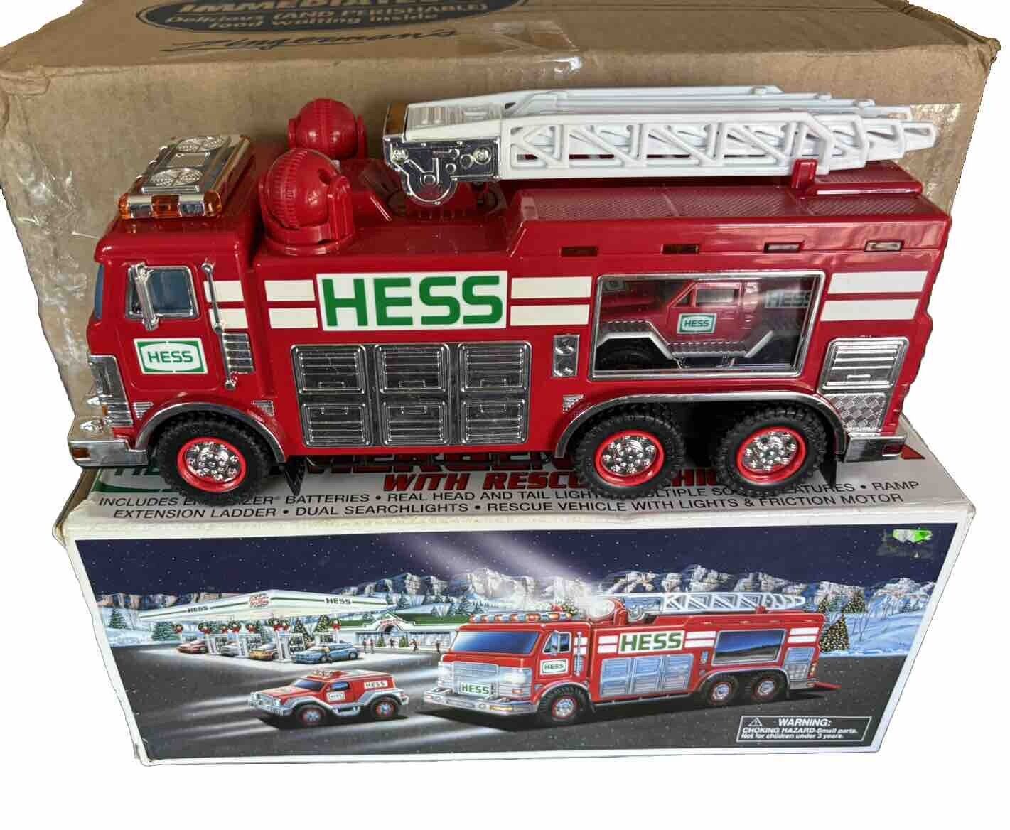 2005 Hess Toy Emergency Fire Truck with Rescue Vehicle Inside New In Box MINT