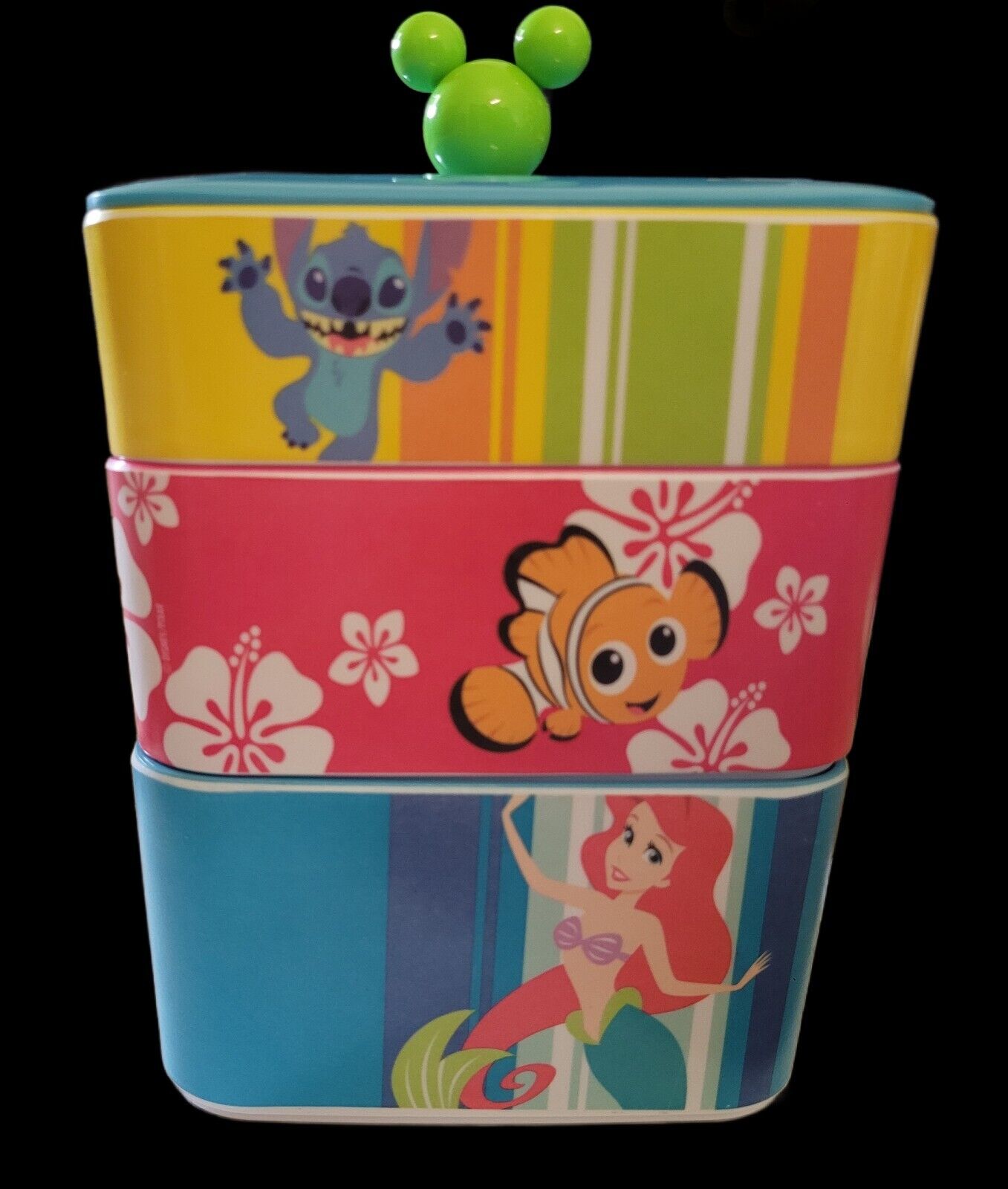 Disney Store summer fun acrylic square stacking containers with lid - great cond