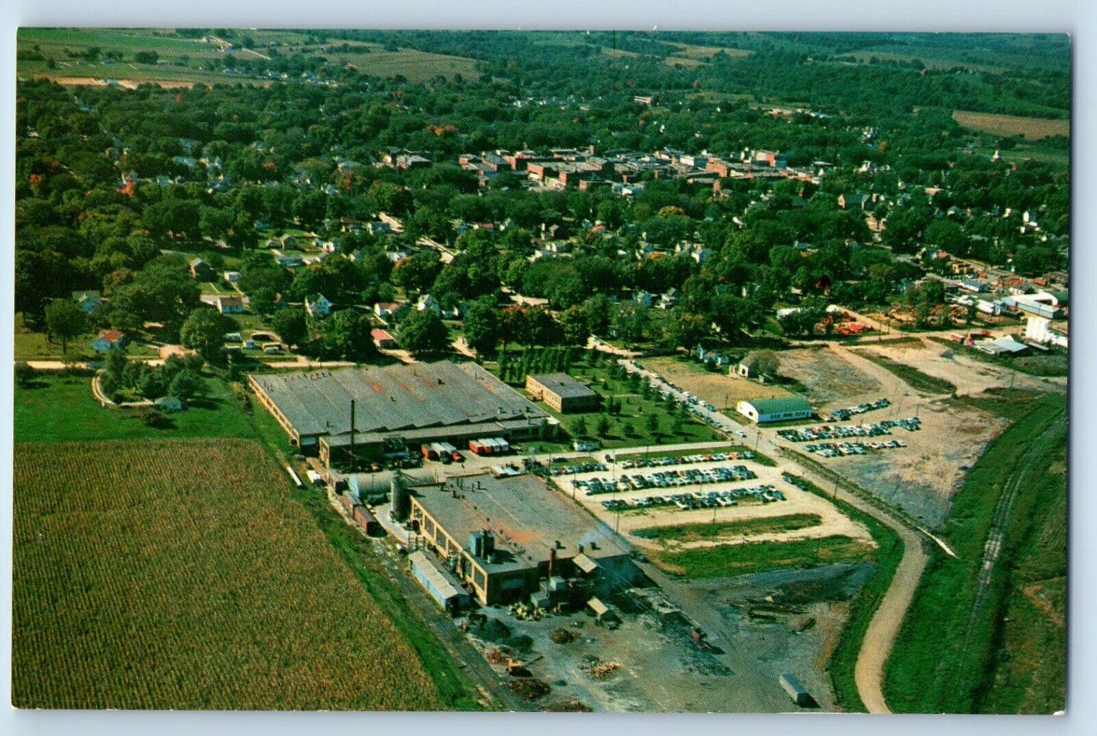 Maquoketa Iowa IA Postcard Aerial View Clinton Machine Foreground c1960 Vintage