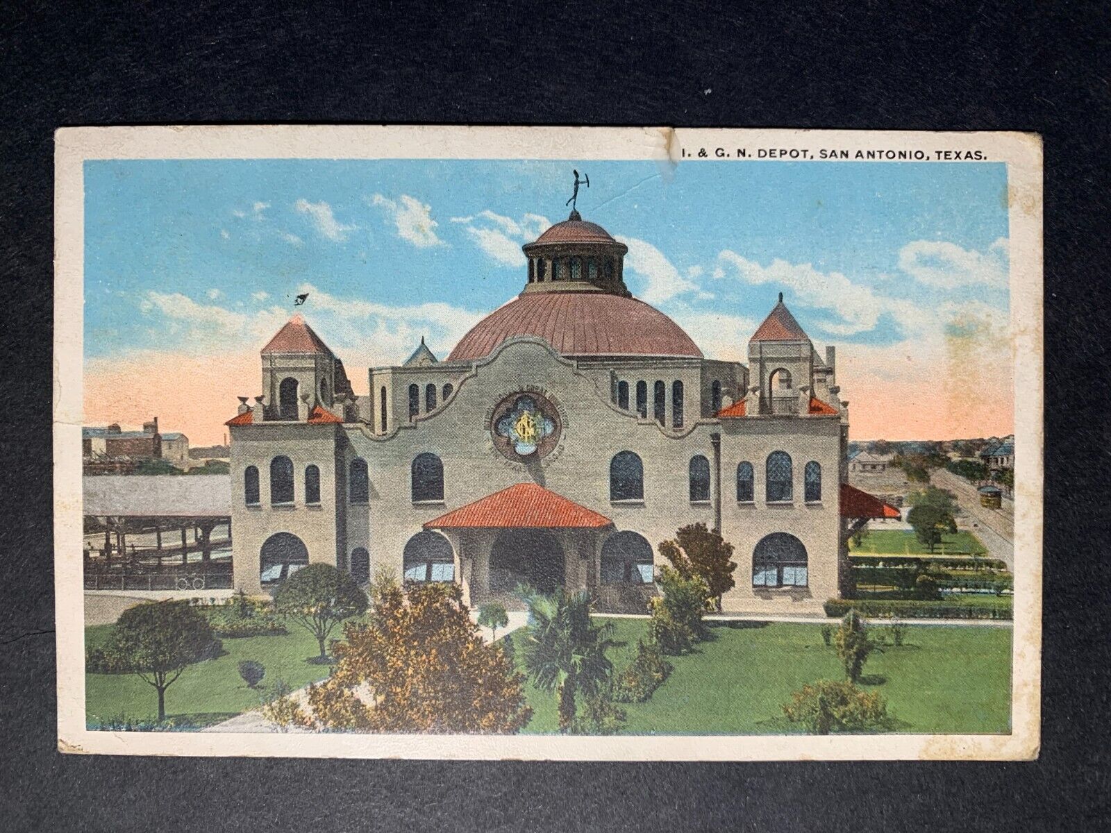 San Antonio, Texas postcard of I.&G.N. Depot posted 1919