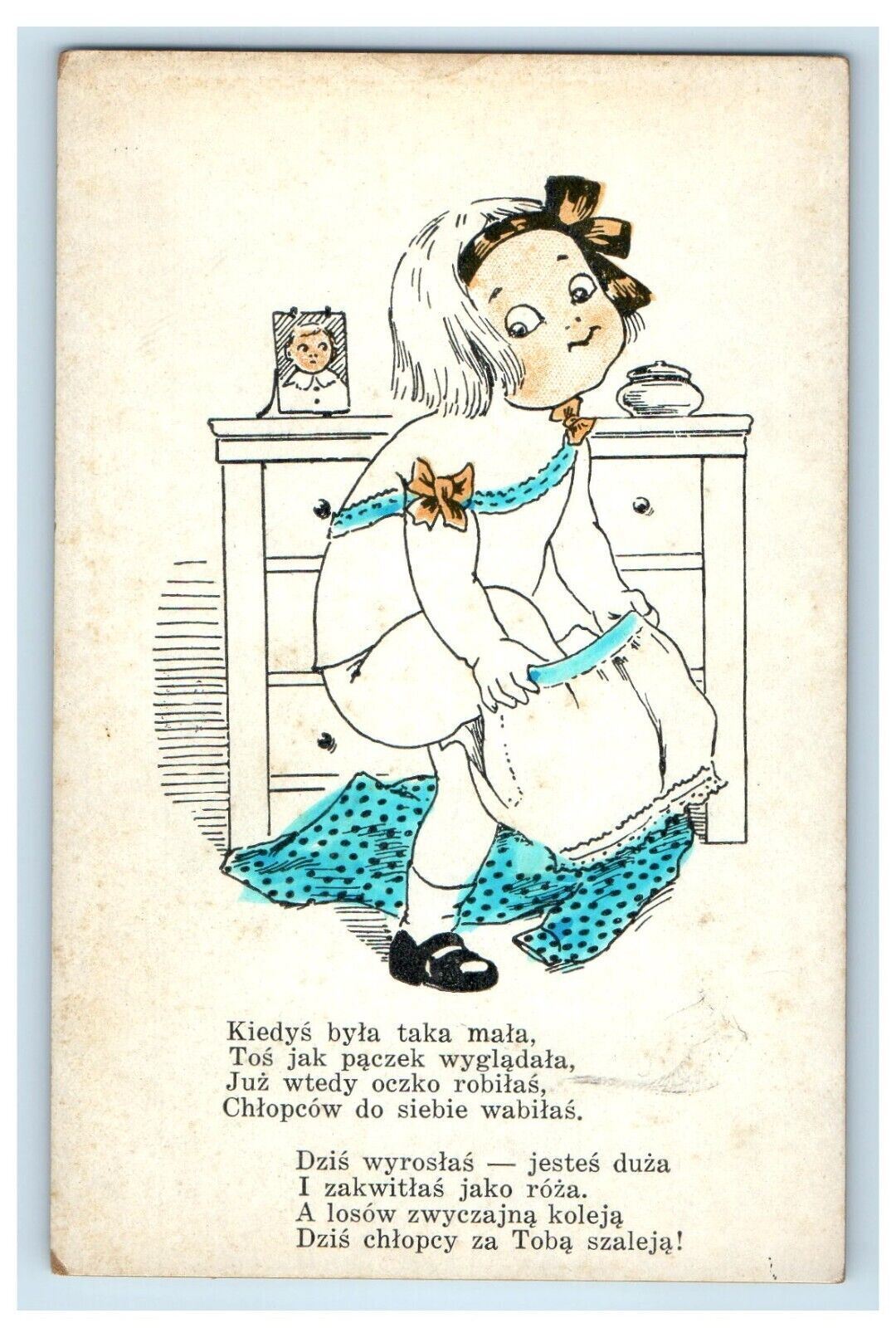 c1910\'s Girl Wearing Short Clothes Cabinet Poland Unposted Antique Postcard