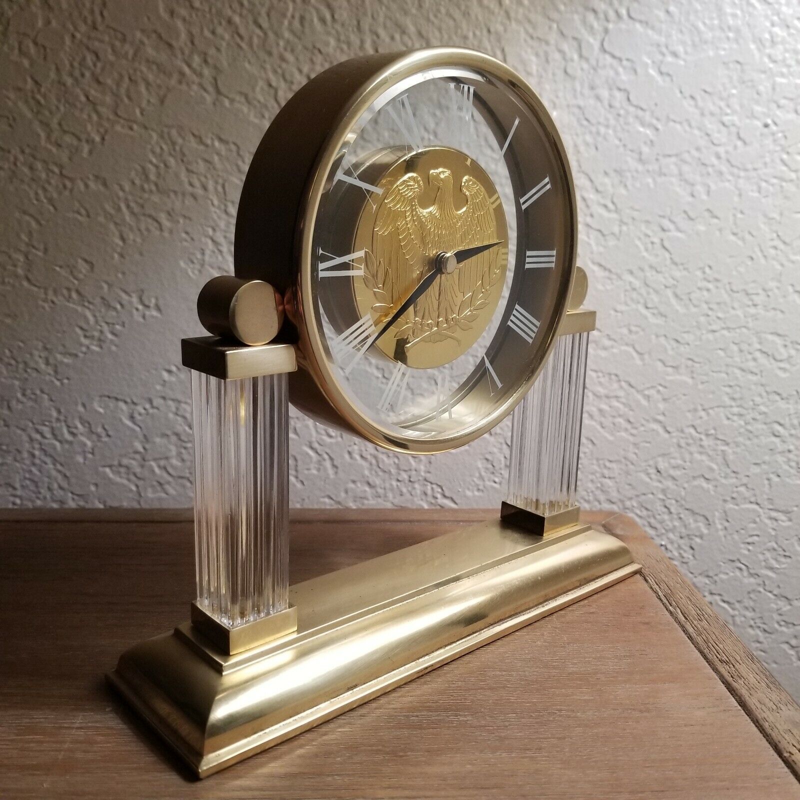 Franklin Mint Golden Eagle Commemorative Clock 1988 Vintage Gilroy Roberts