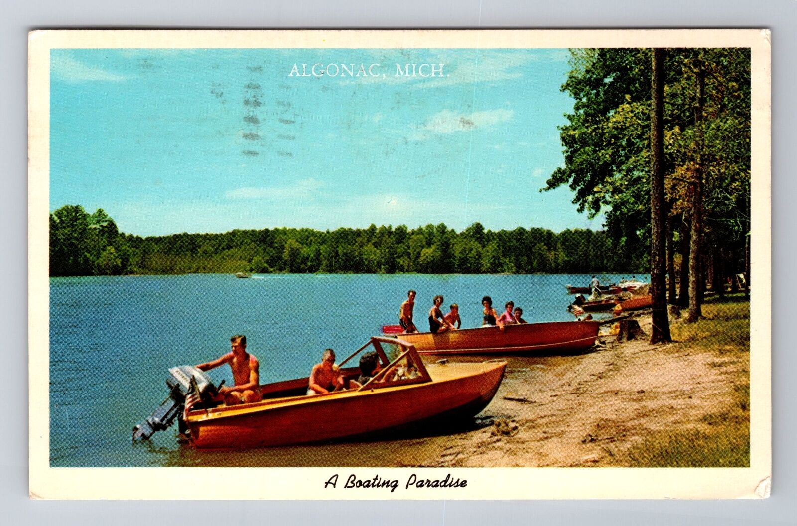 Alconac MI-Michigan, A Boating Paradise, Antique, Vintage c1973 Postcard