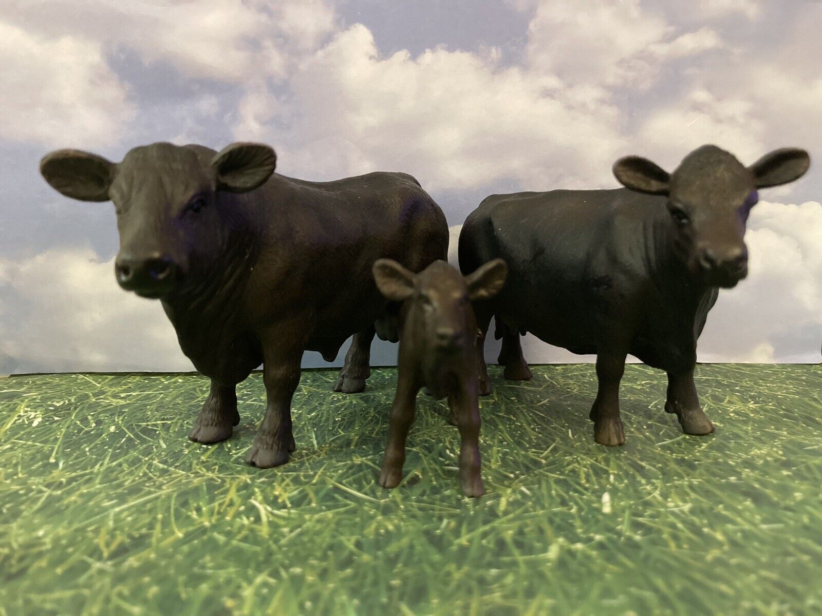 Schleich Black Angus Family:  Bull 2003 13766, Cow 2002 13767, & Calf 2002 13768