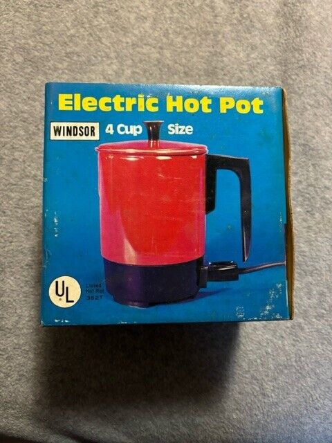 Vintage Windsor Electric Hot Pot 4 cup size Red #362T - new old stock