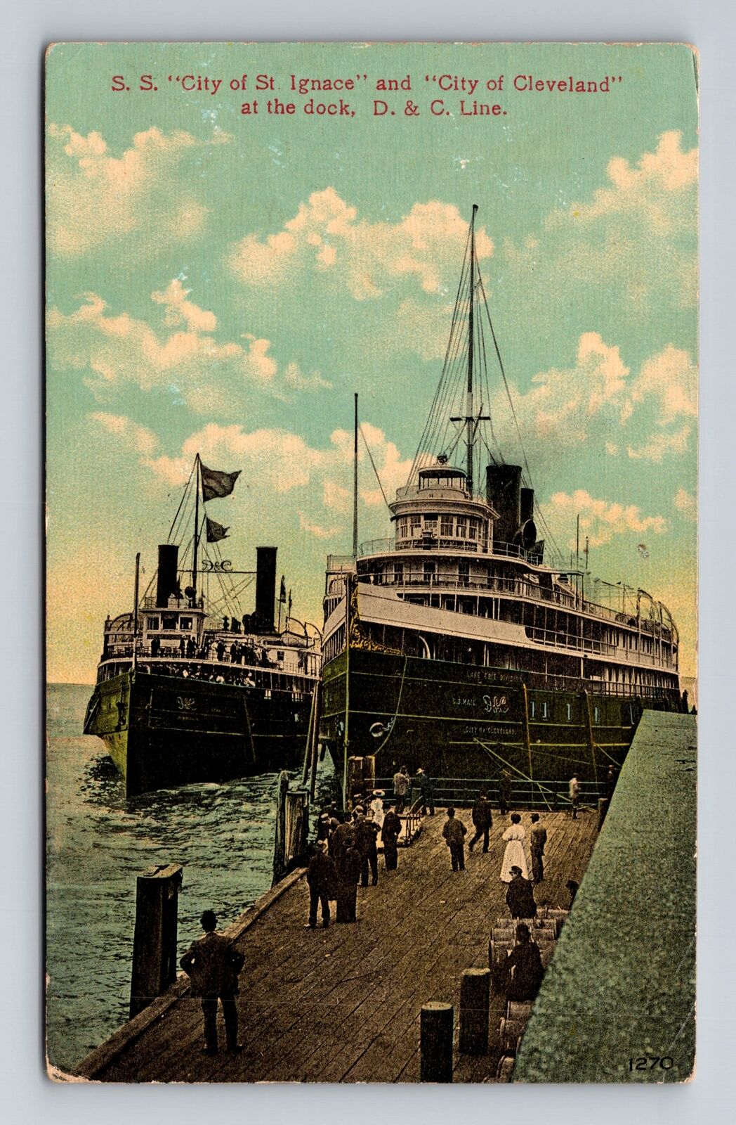 Detroit MI-Michigan, SS City St Ignace, City Of Cleveland Vintage c1912 Postcard