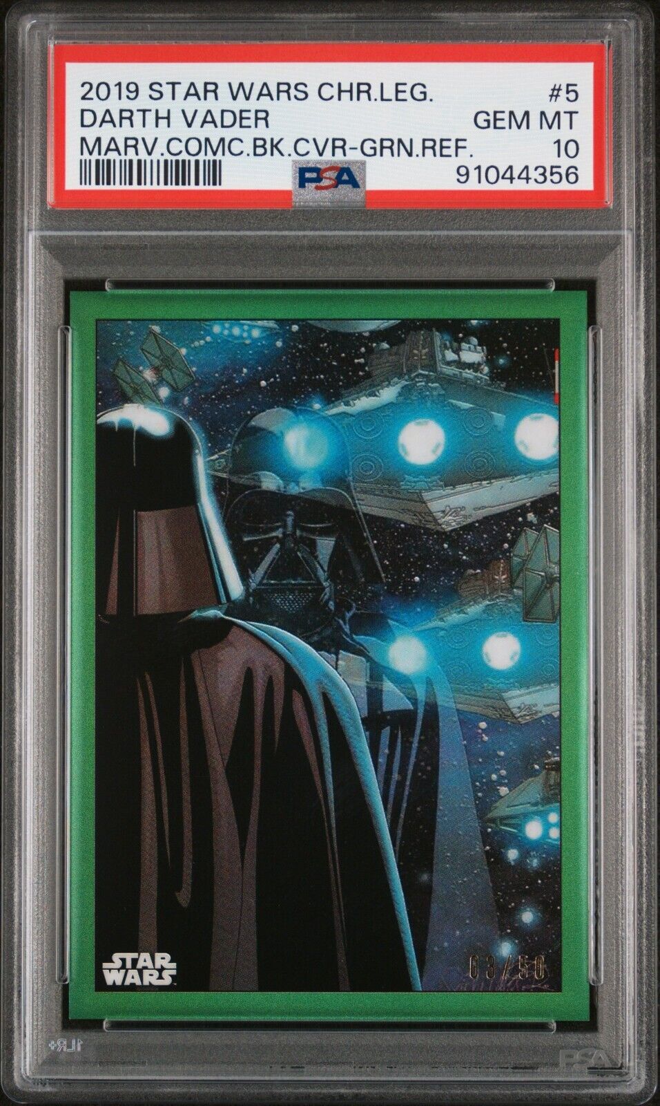 2019 TOPPS STAR WARS CHROME LEGACY COMIC COVERS 5 DARTH VADER GREEN /50 PSA 10