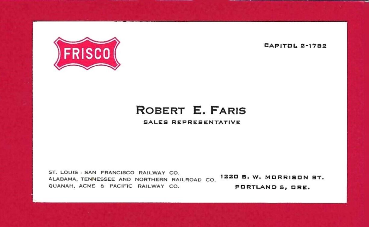 Vintage FRISCO RAILROAD Business Card, Portland, OR - 1960\'s