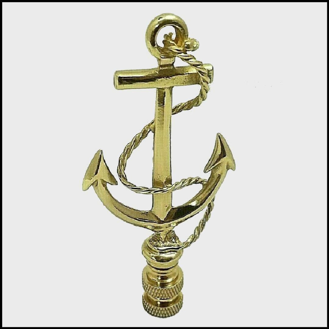 BRASS  BOAT  SHIPS  ANCHOR  ELECTRIC  LIGHTING  LAMP  SHADE  FINIAL      (NEW)