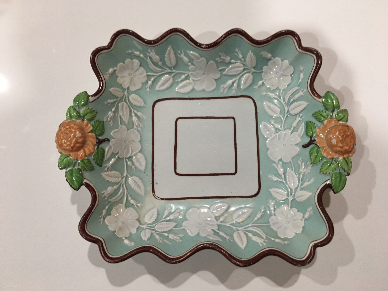 Antique 18th / 19th Century Ridgway Porcelain Bowl / Tray w/ Floral Decoration