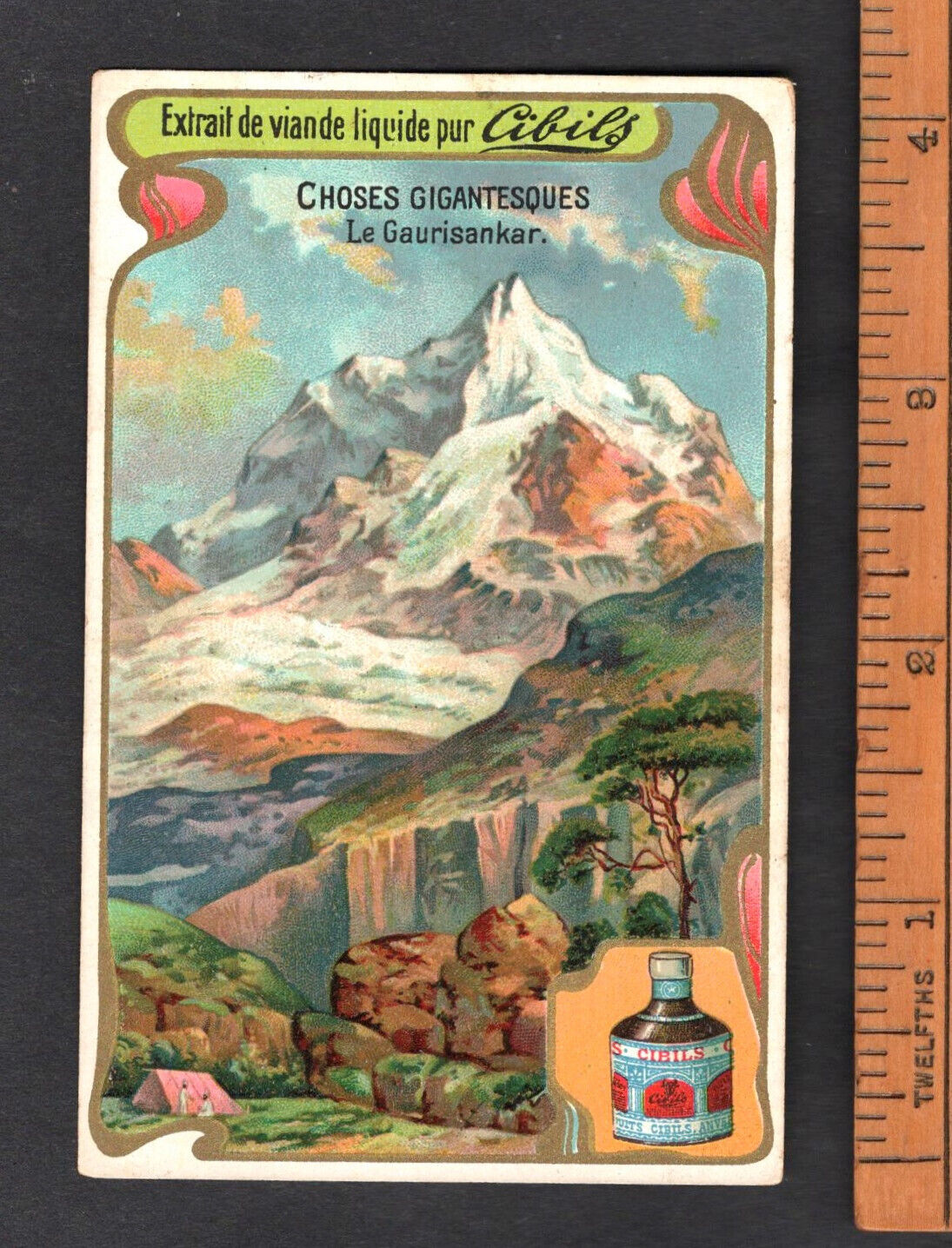 Gaurisankar Mountain Himalaya Tibet Rare Trade Card 1899 Mountaineering Climbing