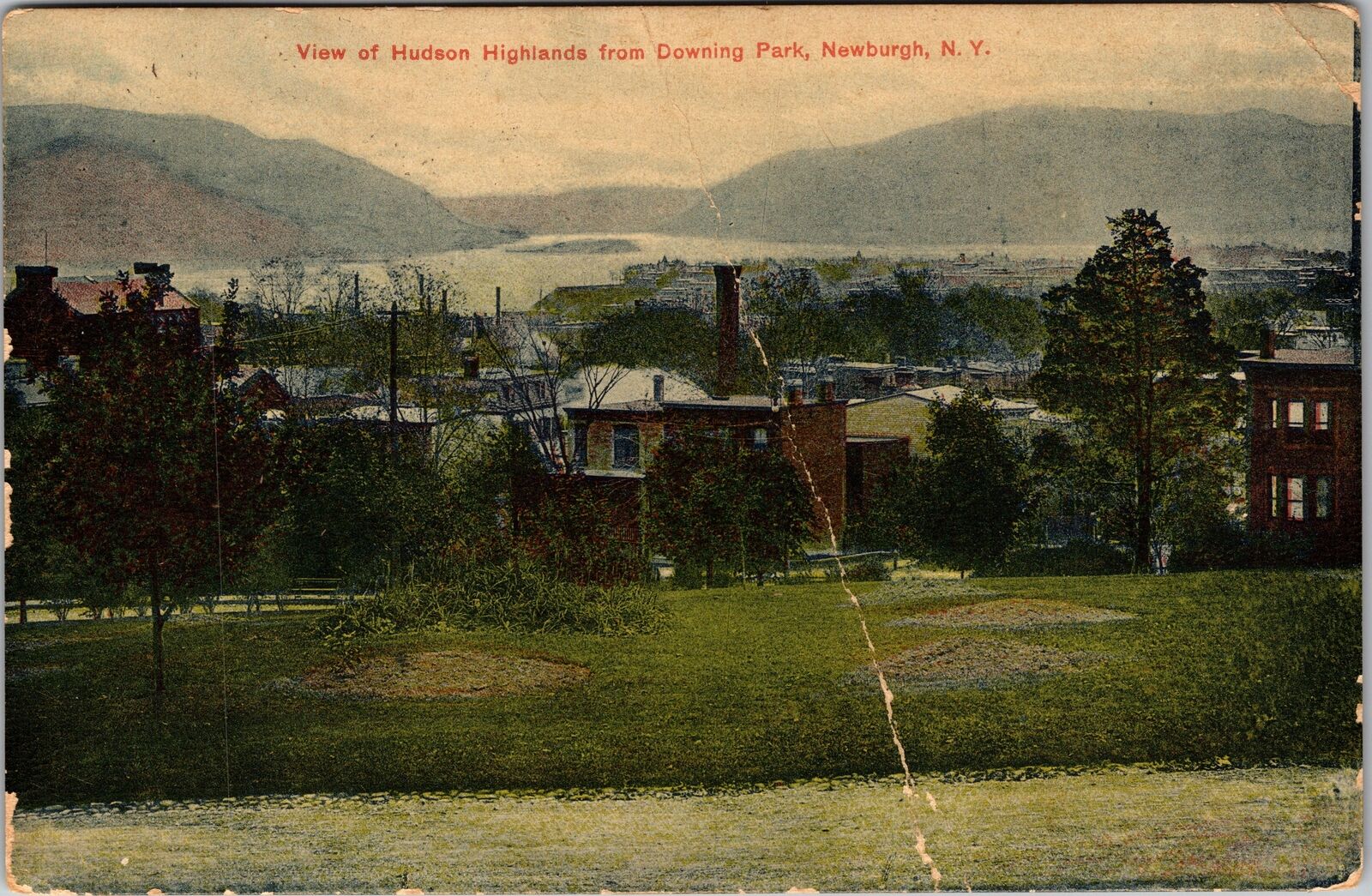 Newburgh NY-New York View Hudson Highlands from Downing Park Vintage Postcard