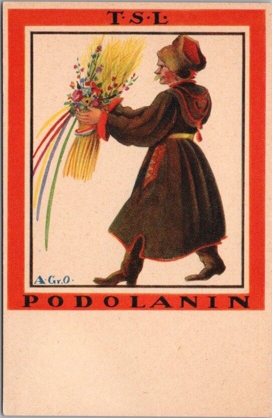 Vintage Polish Artist-Signed Greetings Postcard \