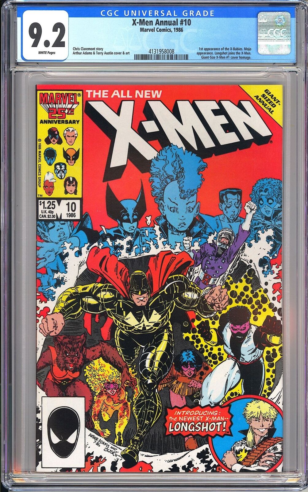 X-Men Annual 10 CGC 9.2 1986 4131958008 1st X-Babies Longshot Joins X-Men Key
