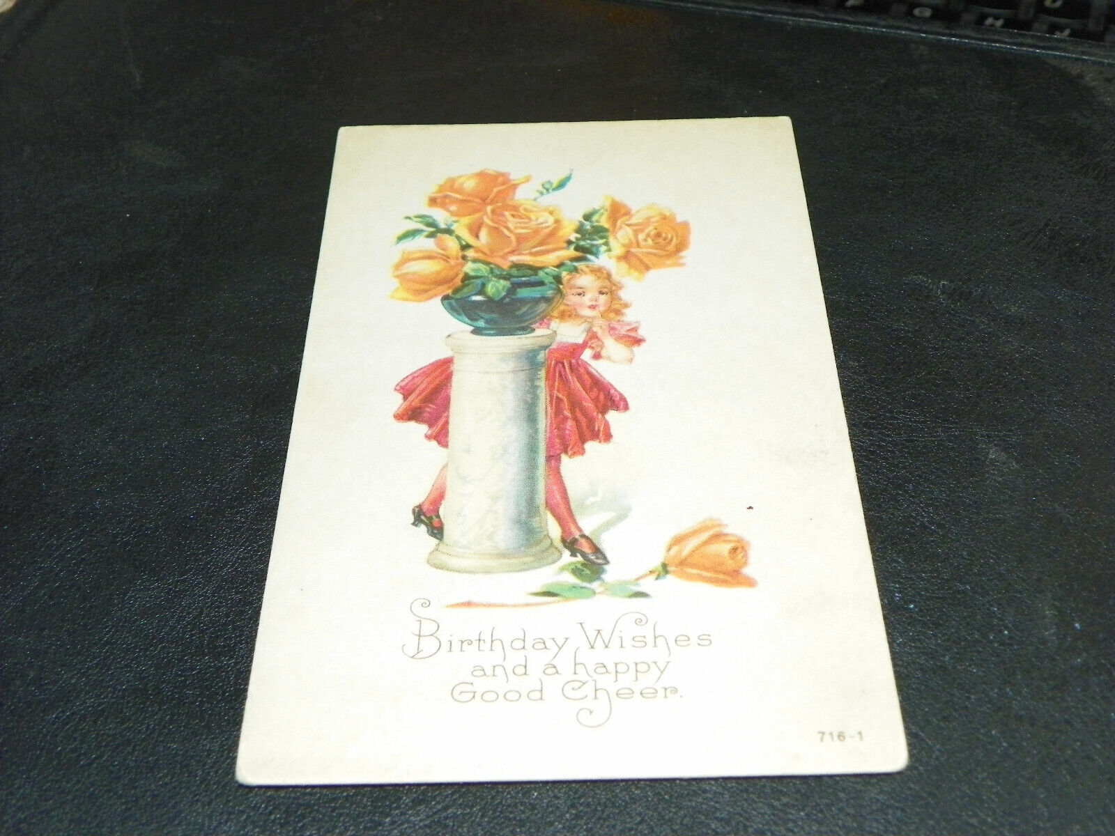 1922 Birthday Wishes And A Happy Good Cheer Yellow Roses Posted Postcard