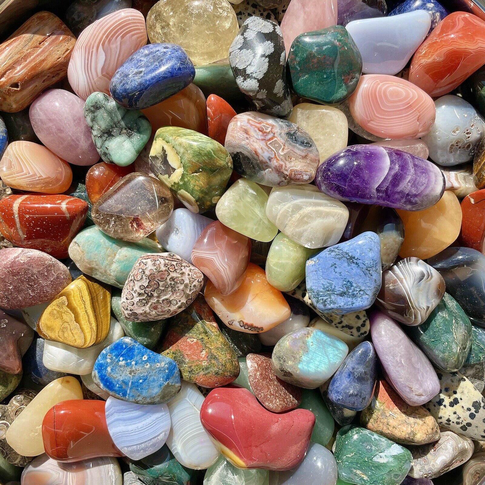 25lb JUMBO Lot Polished Rocks - Tumbled Stones Gemstone Mix - BULK WHOLESALE