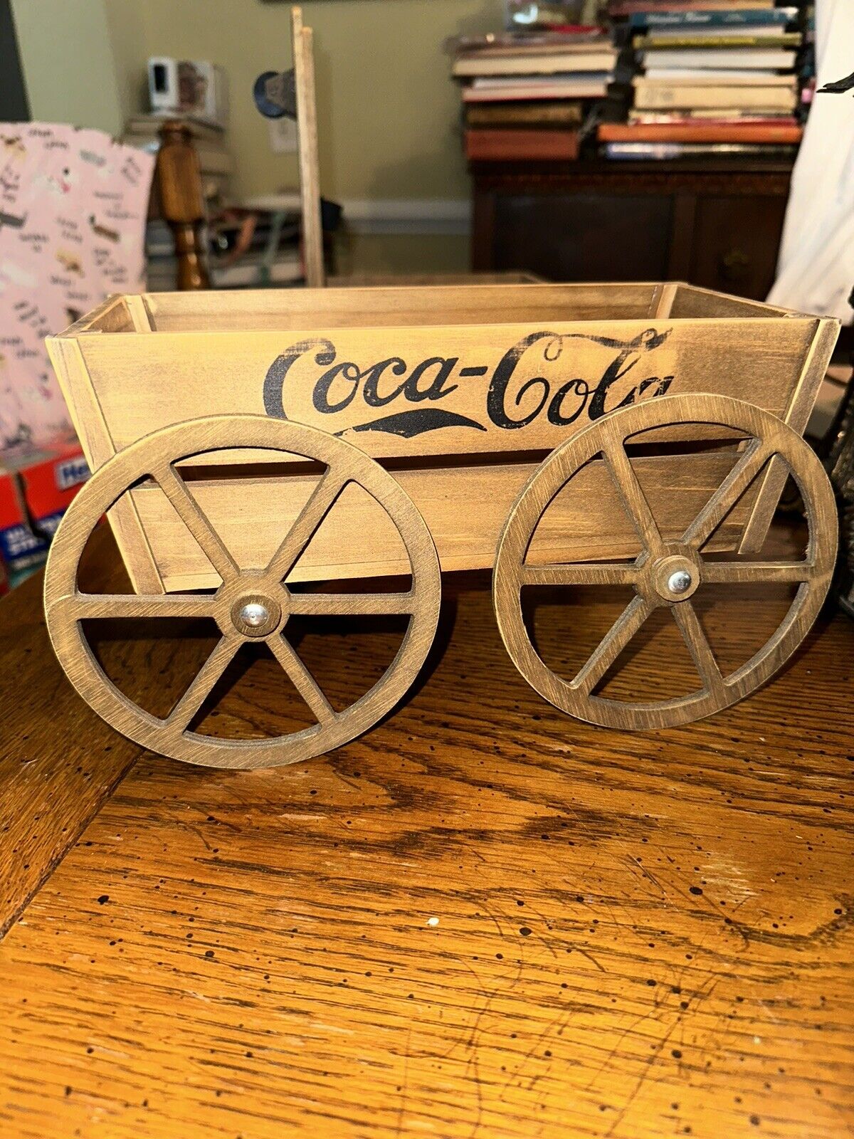 Vintage Wooden Coca Cola Western Style Wagon | Missing One Wheel