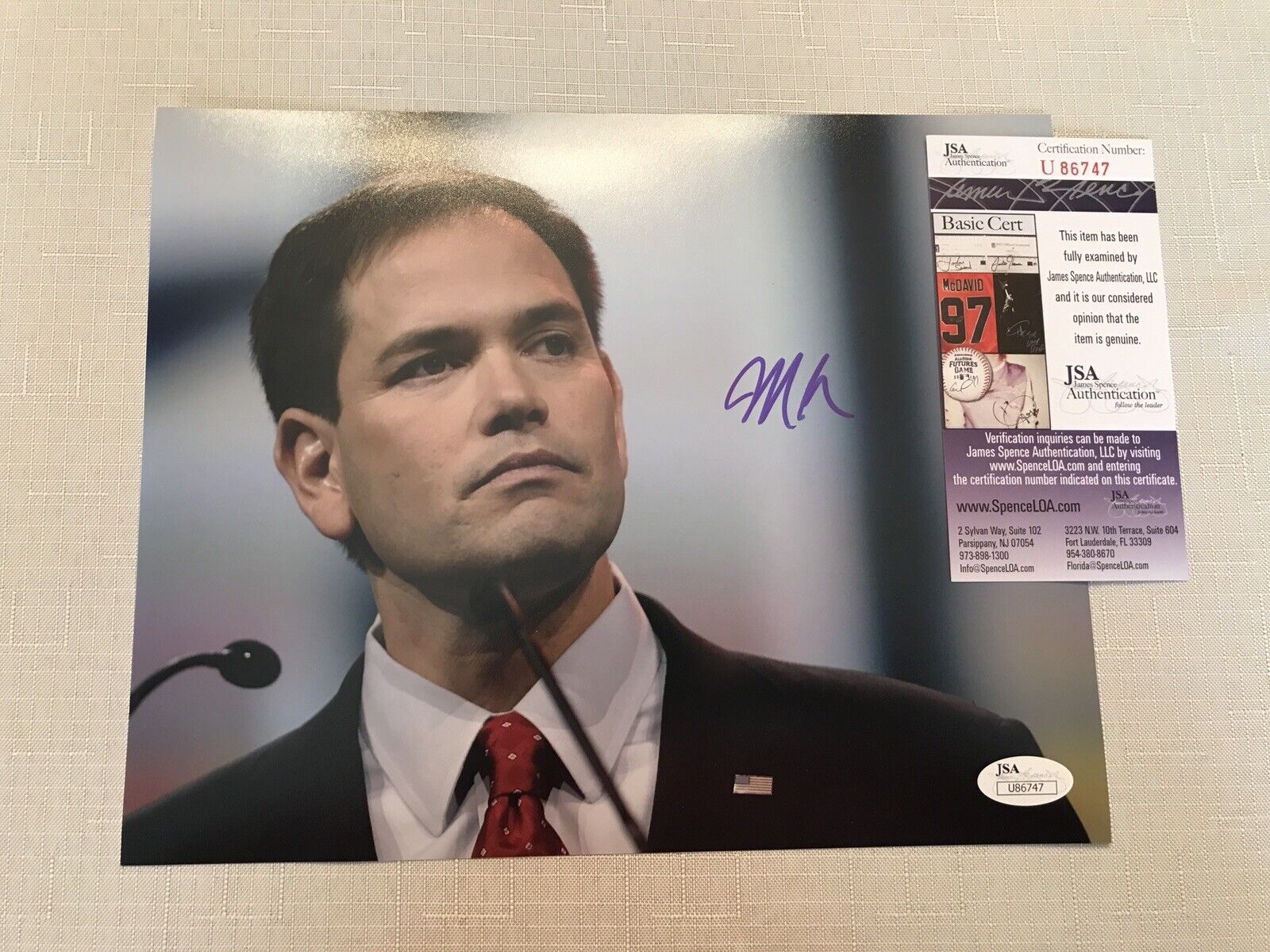 Senator Marco Rubio Autographed Signed 8x10 Photograph JSA COA