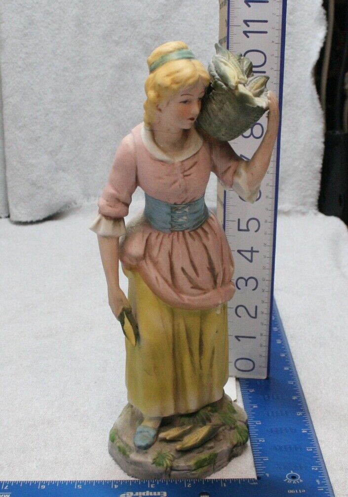 Vintage Homco Japan ‘Maiden With Corn’ Collectible Ceramic Woman Figurine 11”