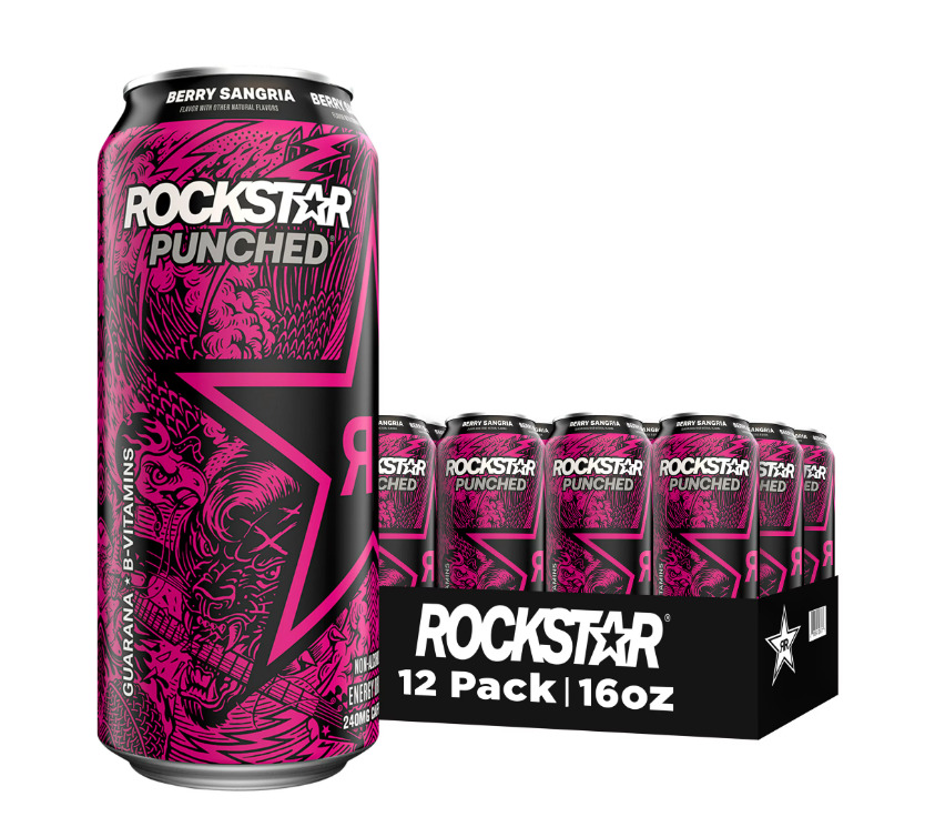 Rockstar Punched Berry Sangria Energy Drink, 16 fl oz, 12 Count Cans