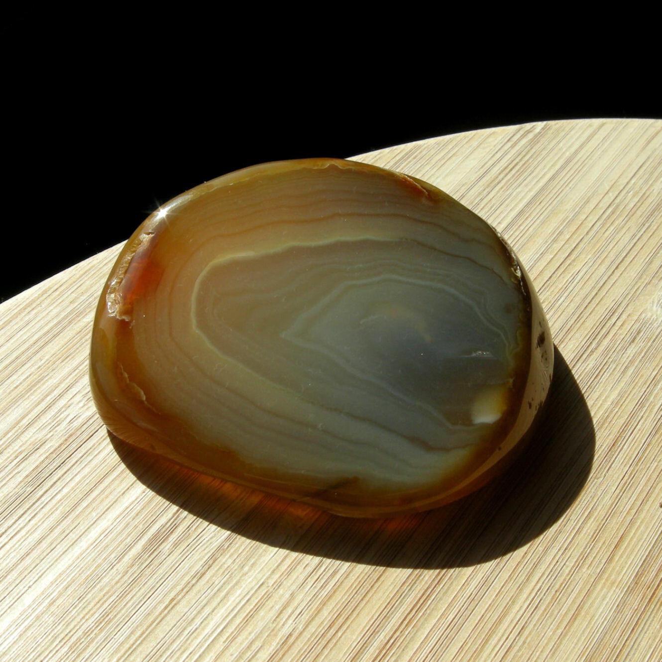Agate Geode Half Small Polished Brown Crystal Display Stone Fine Banding 3 Inch