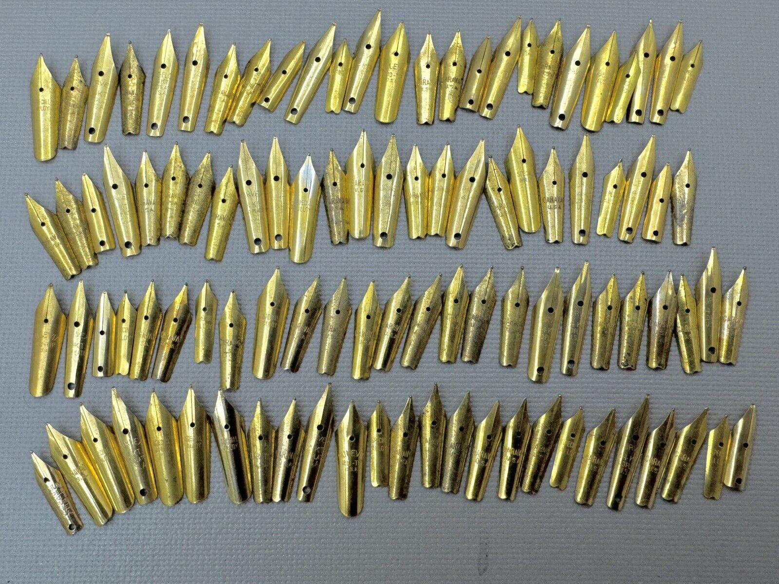 Lot Of 100 Assorted Vintage Gold Plated Fountain Pen Nibs - New w/Plating Wear