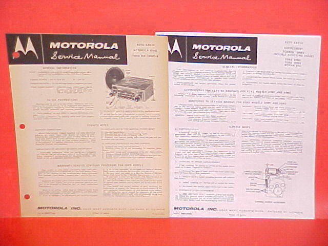 1956 FORD THUNDERBIRD ORIGINAL MOTOROLA AM RADIO/TUNER SERVICE SHOP MANUAL 69MS