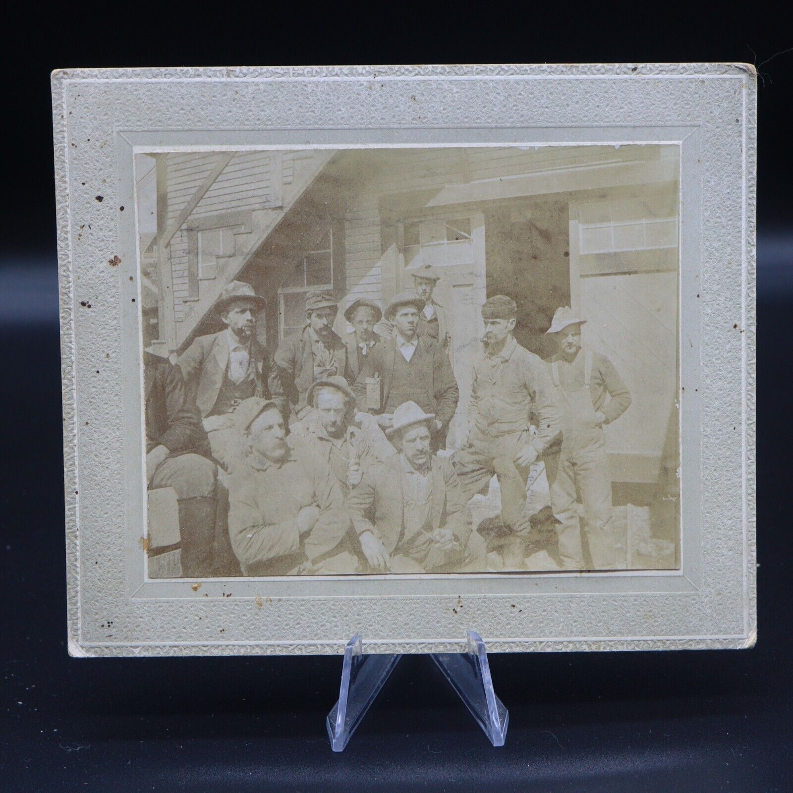 Antique Occupational Cabinet Photograph Mill Workers Men Group 5x6