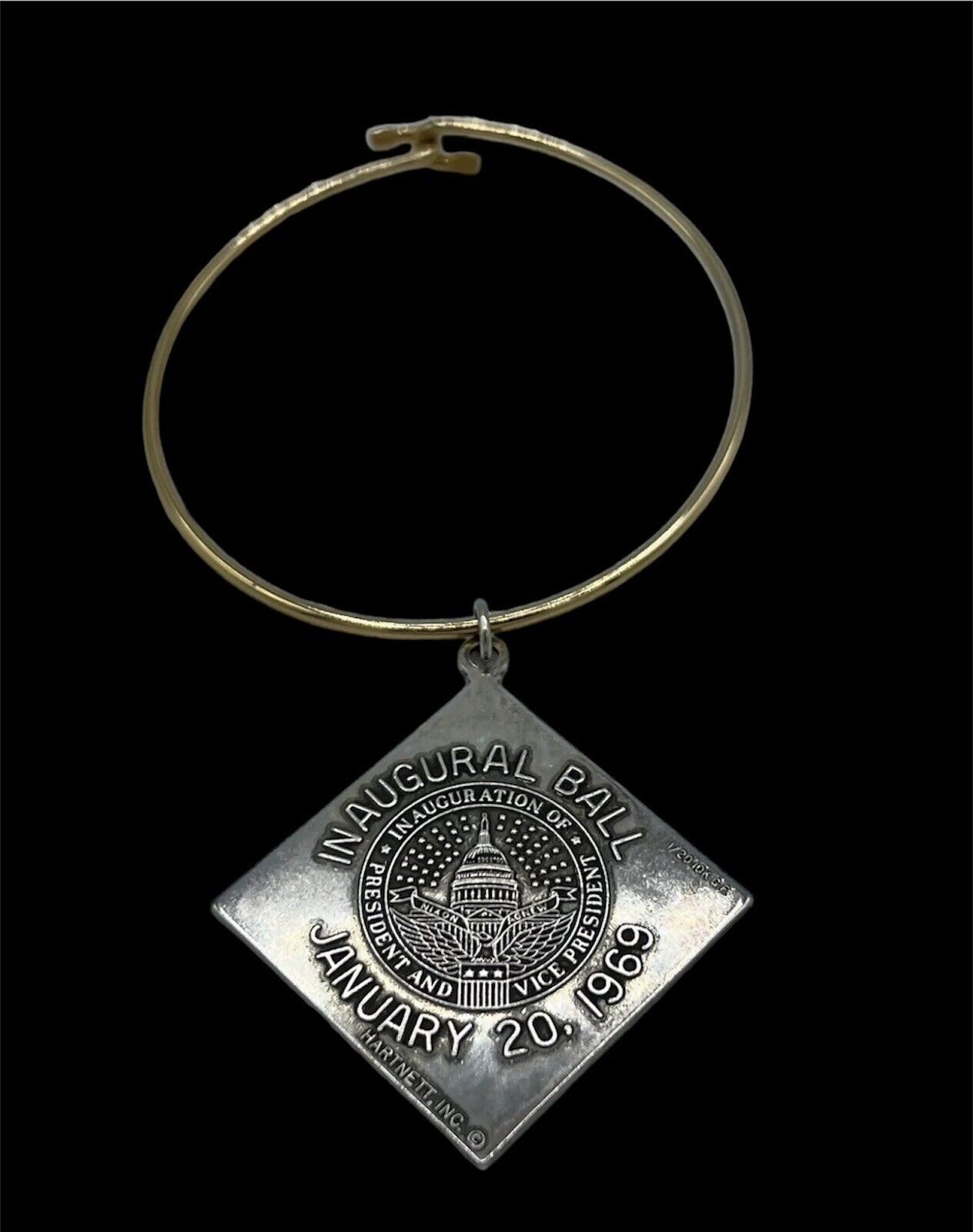 Vintage 1969 President Nixon Inagural Ball Gold Filled Medallion Bracelet