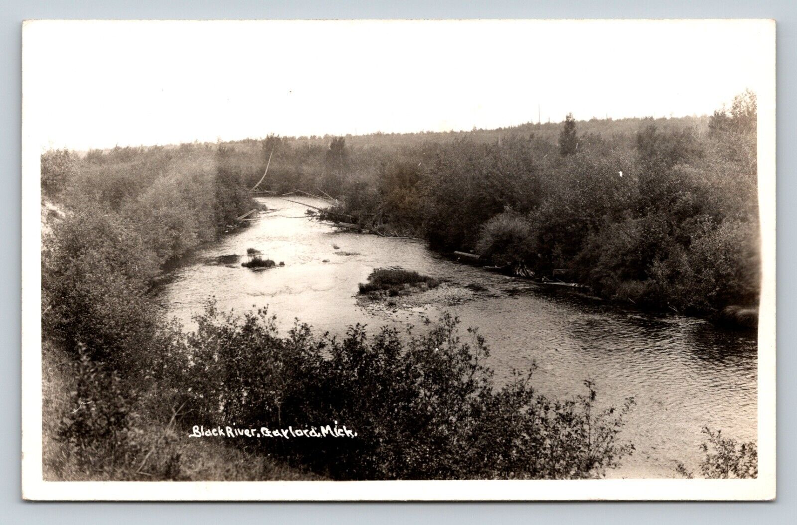 c1940\'s RPPC Black River In GAYLORD Michigan MI VINTAGE Photo Postcard EKC
