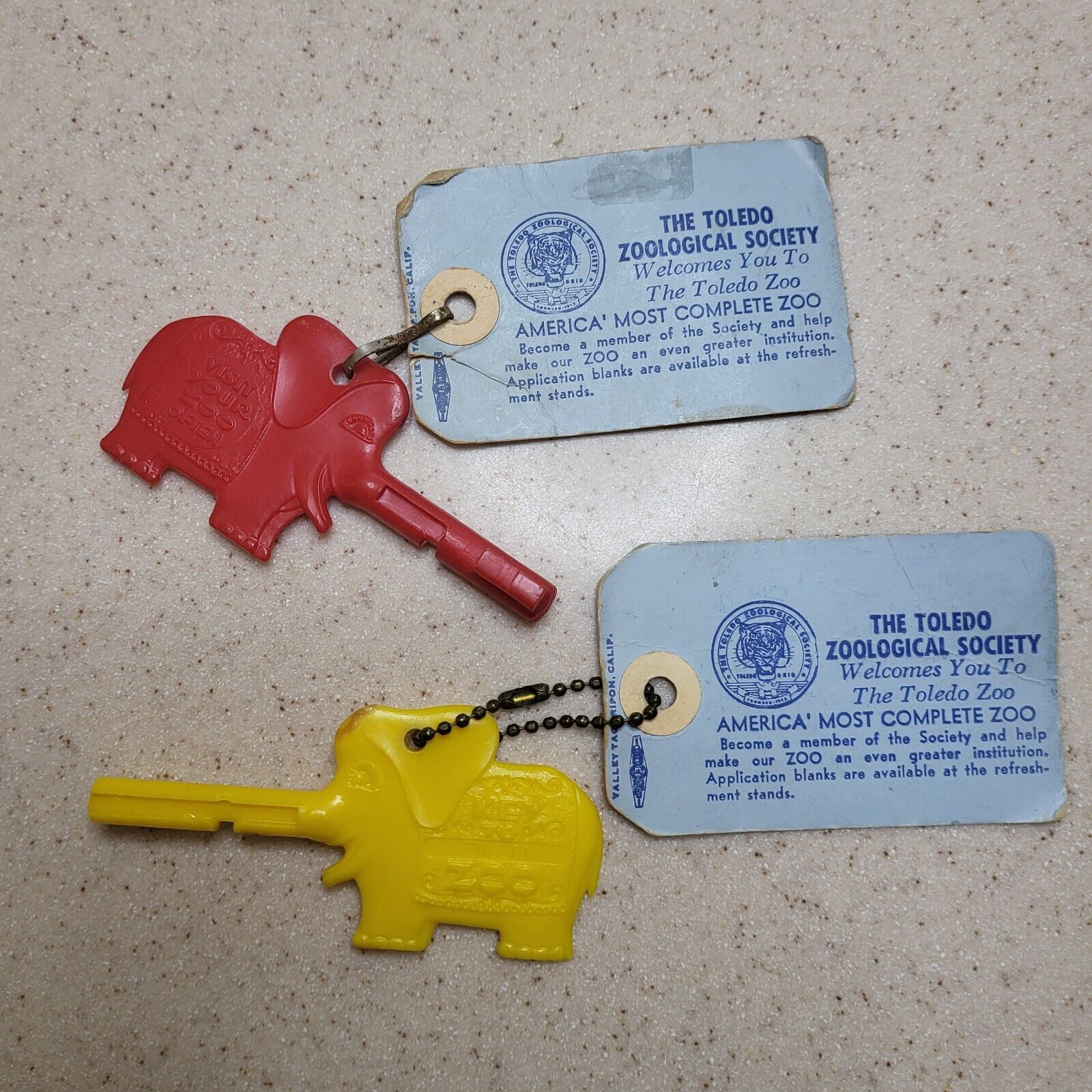 2 Vintage Toledo Zoo Key with \