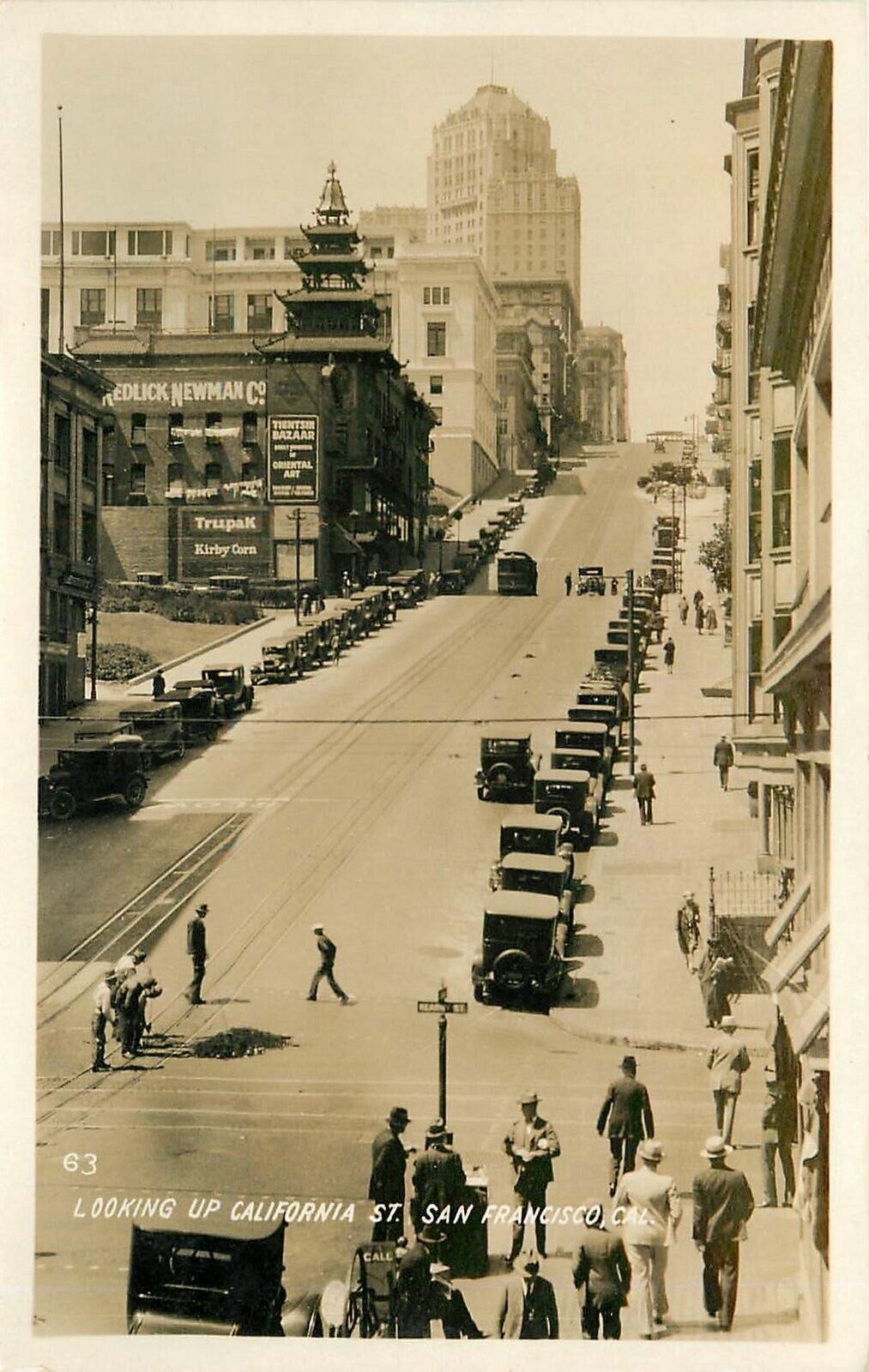 Postcard RPPC 1920s California San Francisco Looking up California autos 24-5976