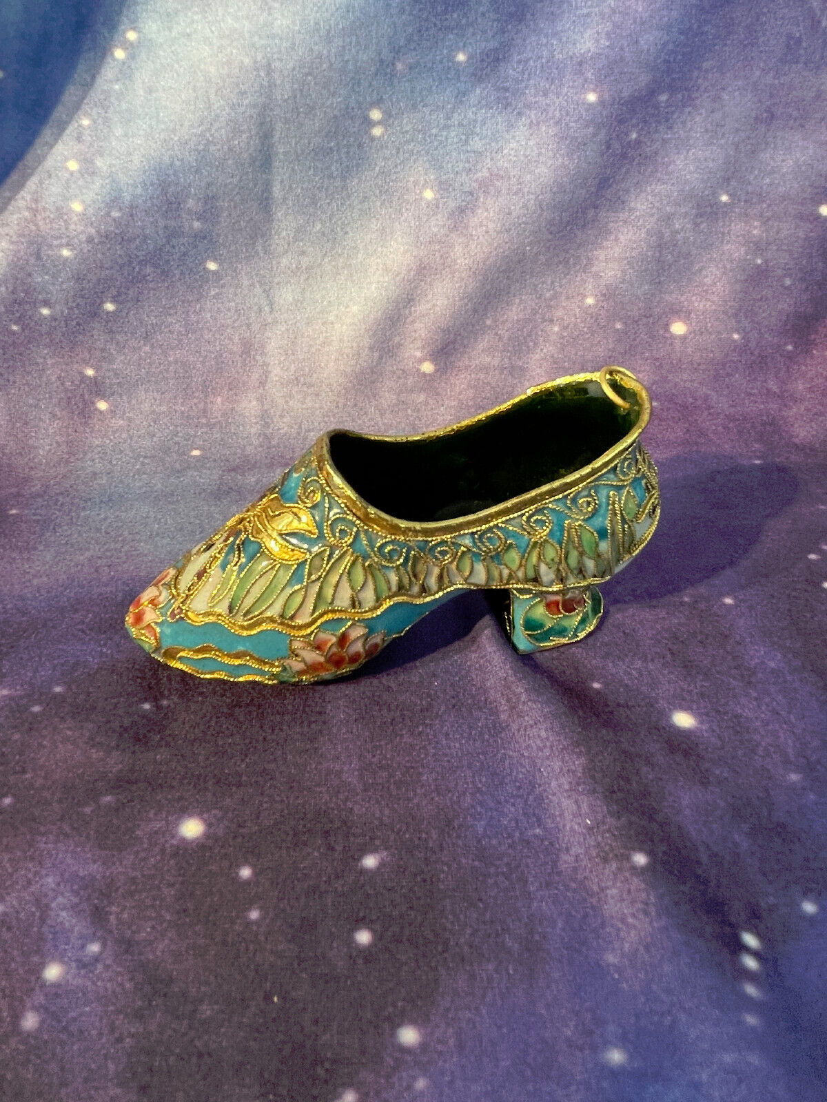 VINTAGE FANCY CLOISONNE SHOE WITH DRAGONFLY FRONT -4\