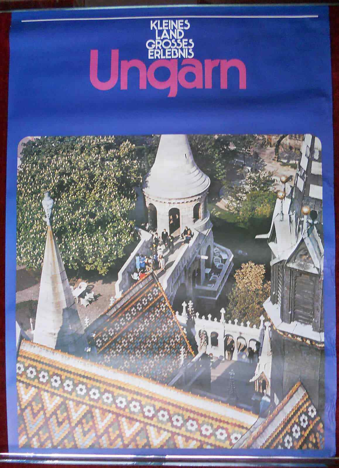 1980s Original Large Poster Hungary Ungarn Magyarorszag Castle Roof Tourism