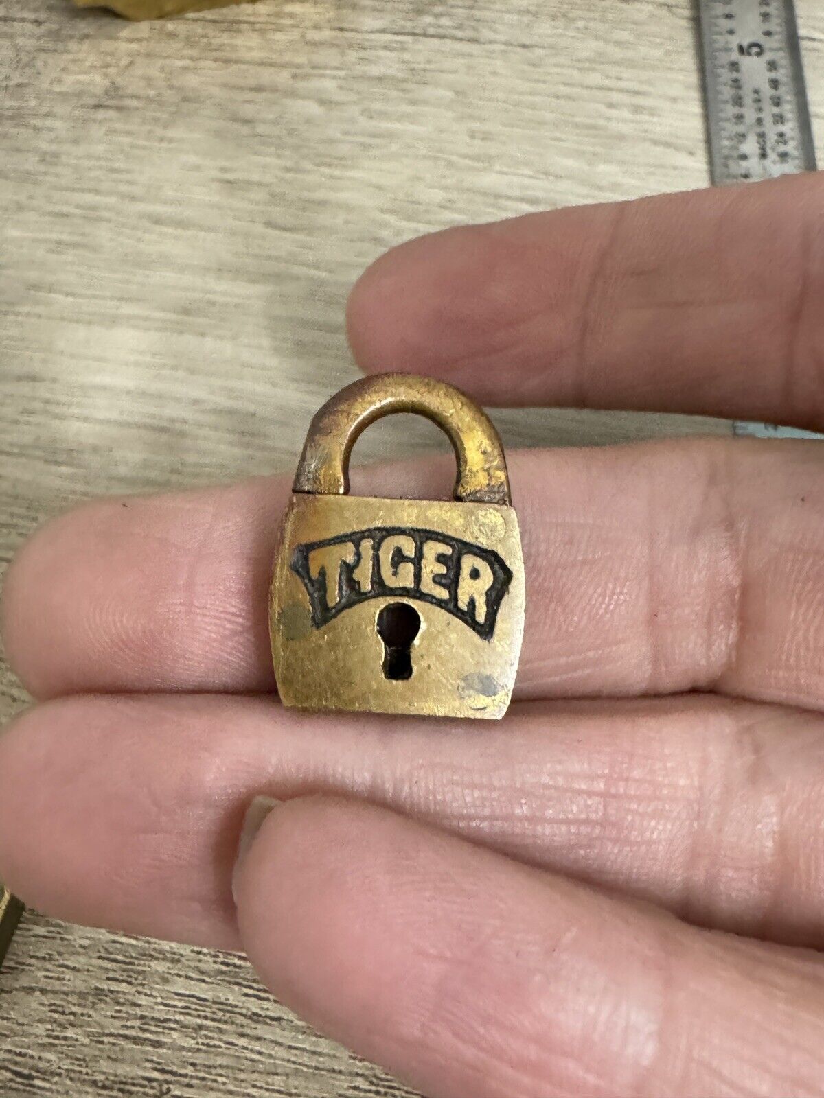 Vintage Antique Old Miniature Tiger Padlock No Key