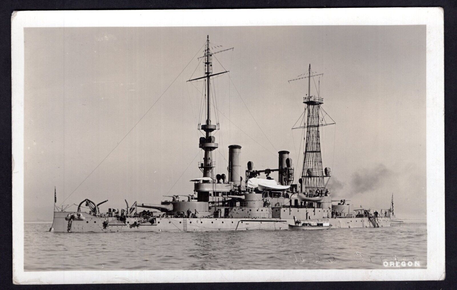 USS Oregon Battleship RPPC Real Photo Vintage Postcard Unused