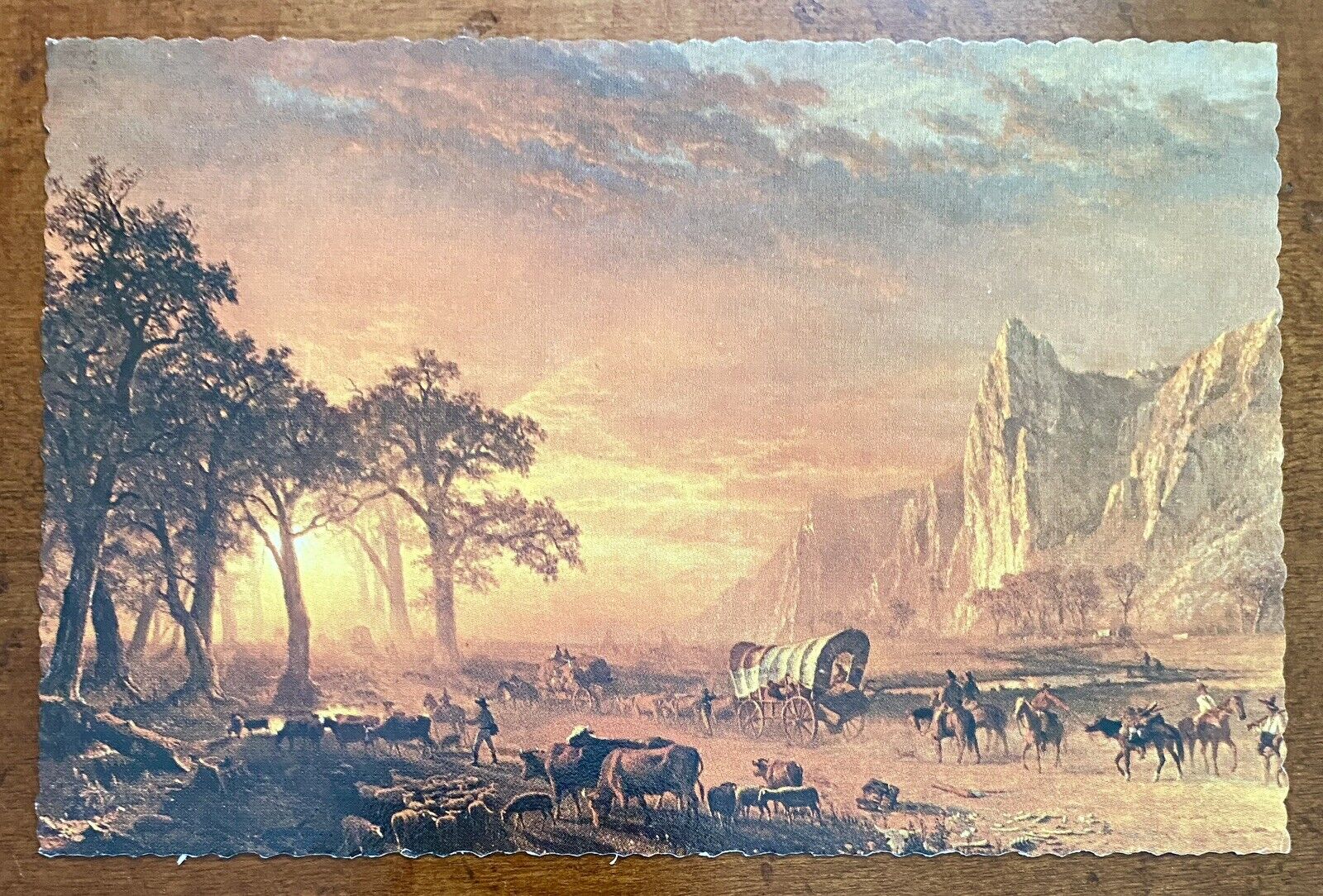VINTAGE ART Postcard, ALBERT BIERSTADT, Old West Western, Cowboys, Pioneers UNP.