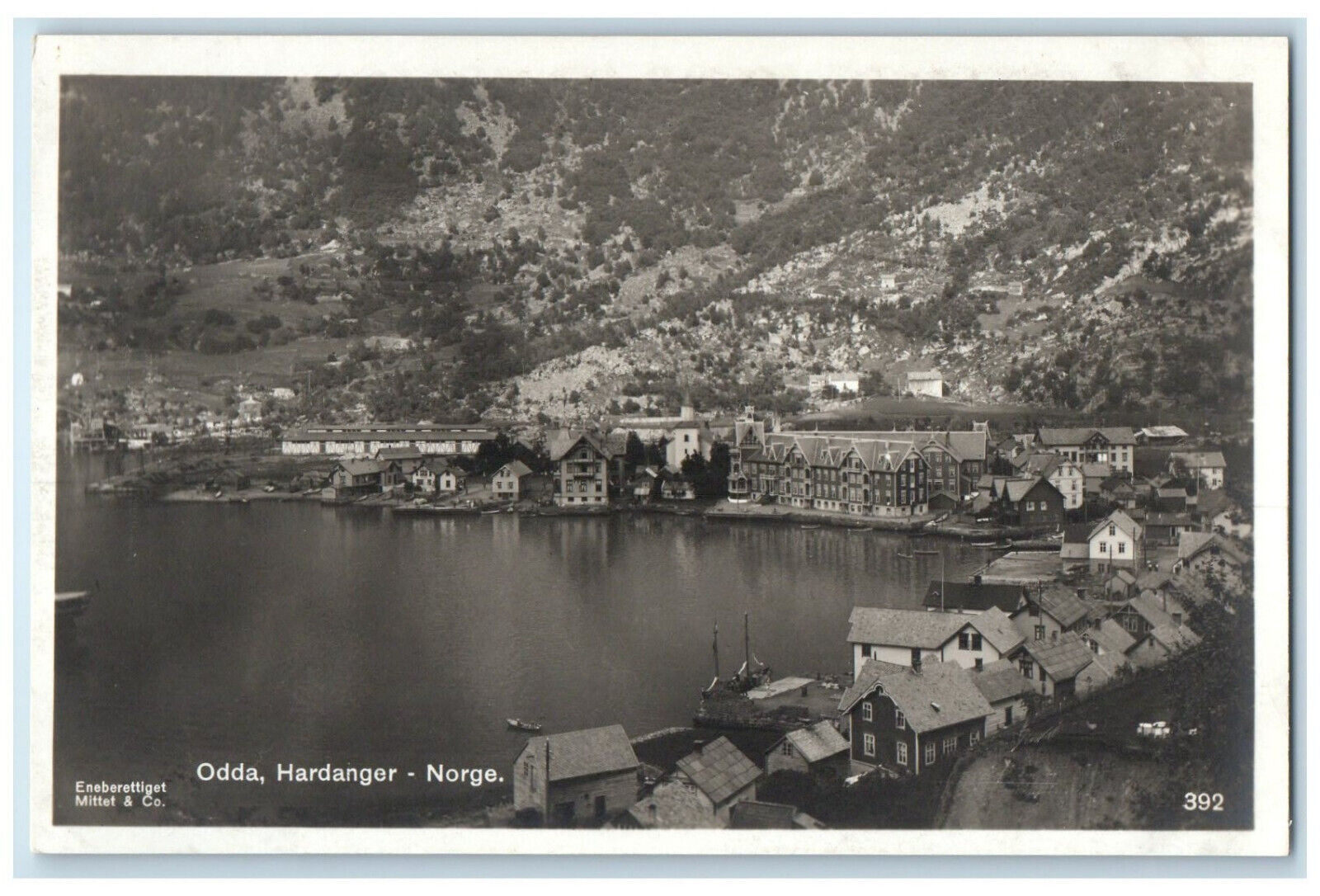 c1930\'s Houses Landing View Odda Hardanger Norway Vintage RPPC Photo Postcard