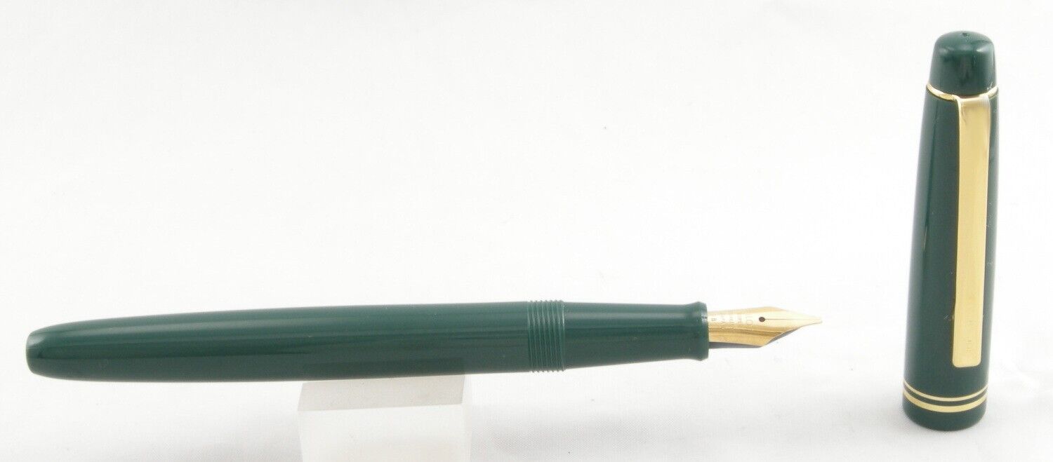 Pilot 78G Green & Gold Fountain Pen In Box - 1.0mm Stub Nib - Made in Japan