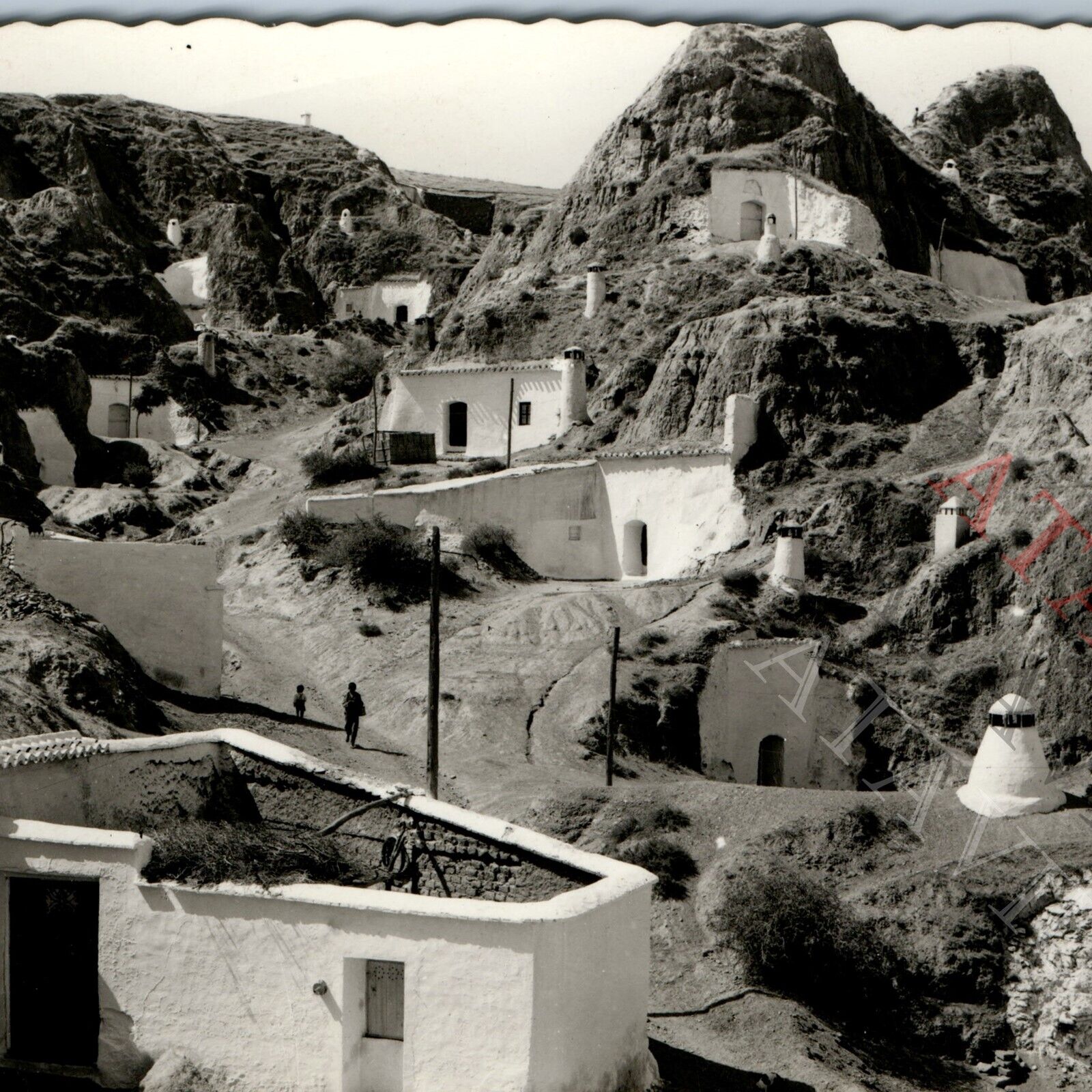 c1940s Guadix, Spain RPPC Cave Houses Barrio Cuevas Mirador Padre Poveda PC A191