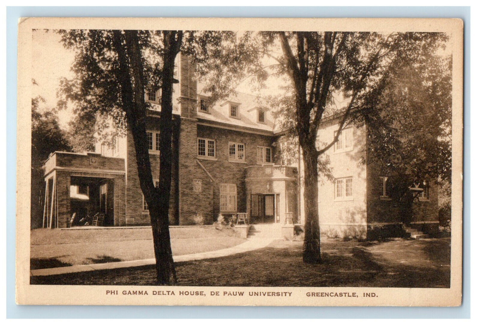 c1940s Phi Gamma Delta House De Pauw University Greencastle IN Postcard