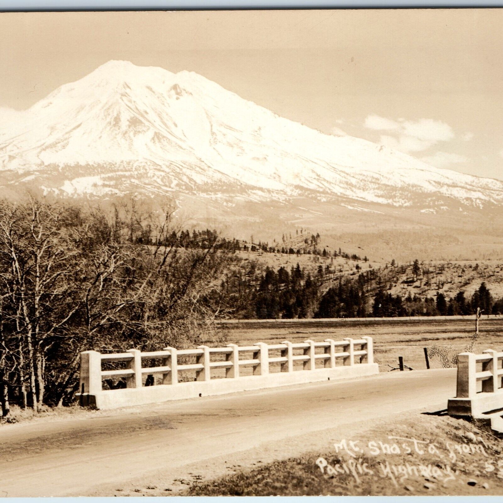 c1930s Cali. / Ore. Mount Mt. Shasta RPPC Pacific Highway US Route 99 Photo A210