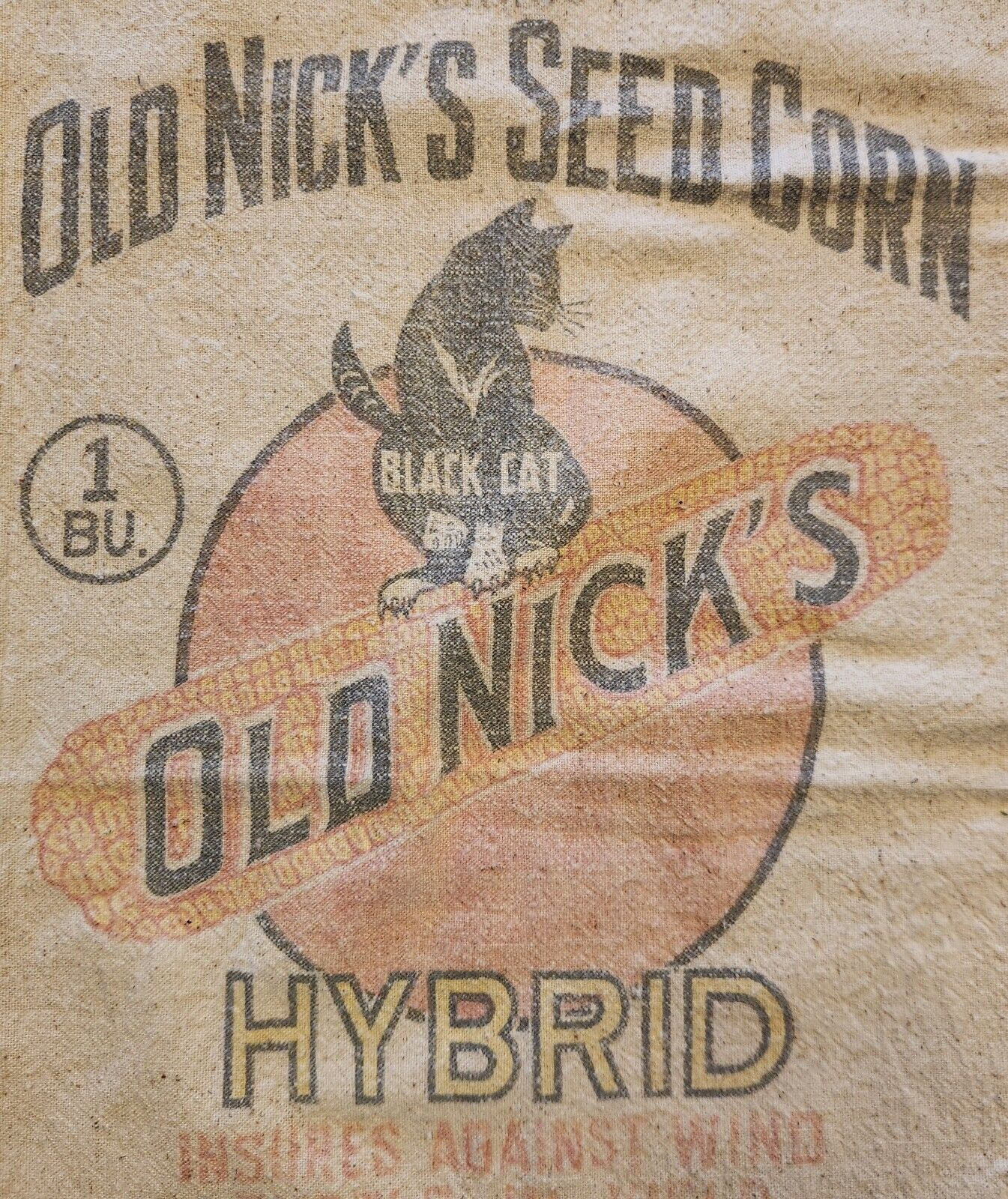 🔥RARE🌽OLD NICK\'S Seed Corn Sack 🐈‍⬛️ Black CAT St. Joseph Eldon Missouri Farm