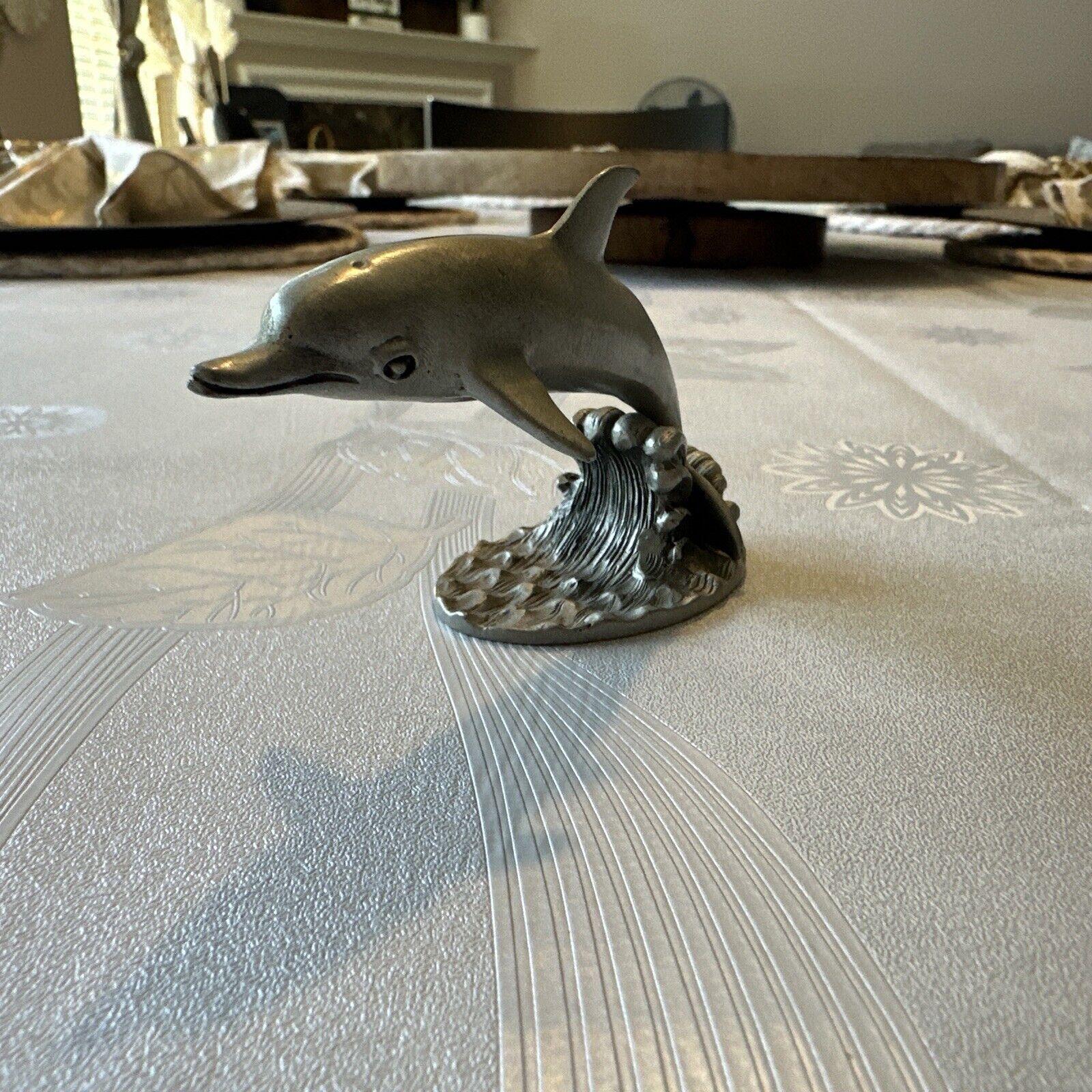Hudson Pewter Dolphin Figurine Made in the USA 4\