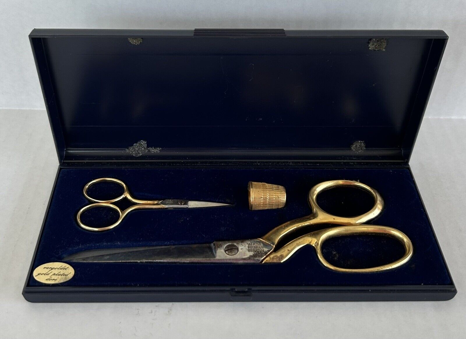 Vintage Sewing Embroidery Scissors Set WASA Gold Plated Solingen West Germany