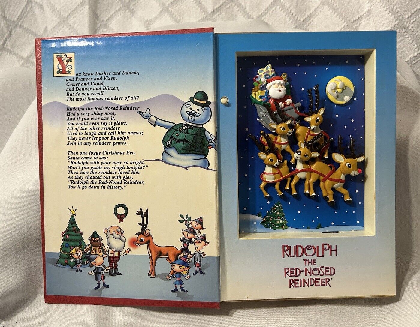 RUDOLPH the Red-Nosed Reindeer Animated Musical Book—Music Box—Mr.Christmas 2001