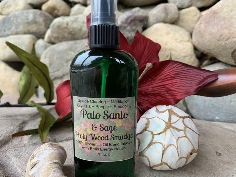 Palo Santo Sage Smudge Spray, Energy Clearing,Holy Wood, Psychic Protection 4 oz