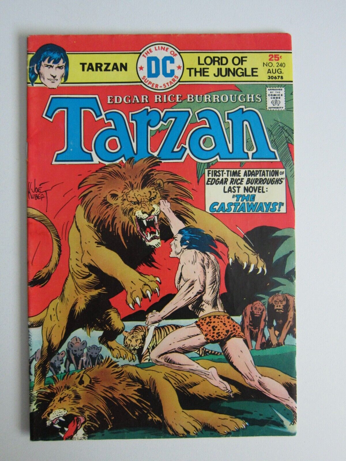 TARZAN #240 VG+ DC COMICS 1975 BRONZE EDGAR RICE BURROUGHS JOE KUBERT COVER ART