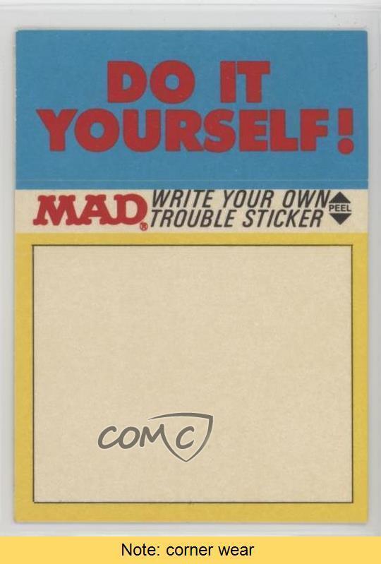 1983 Fleer Mad Stickers Trouble Do it Yourself Write Your Own Sticker READ 1z5